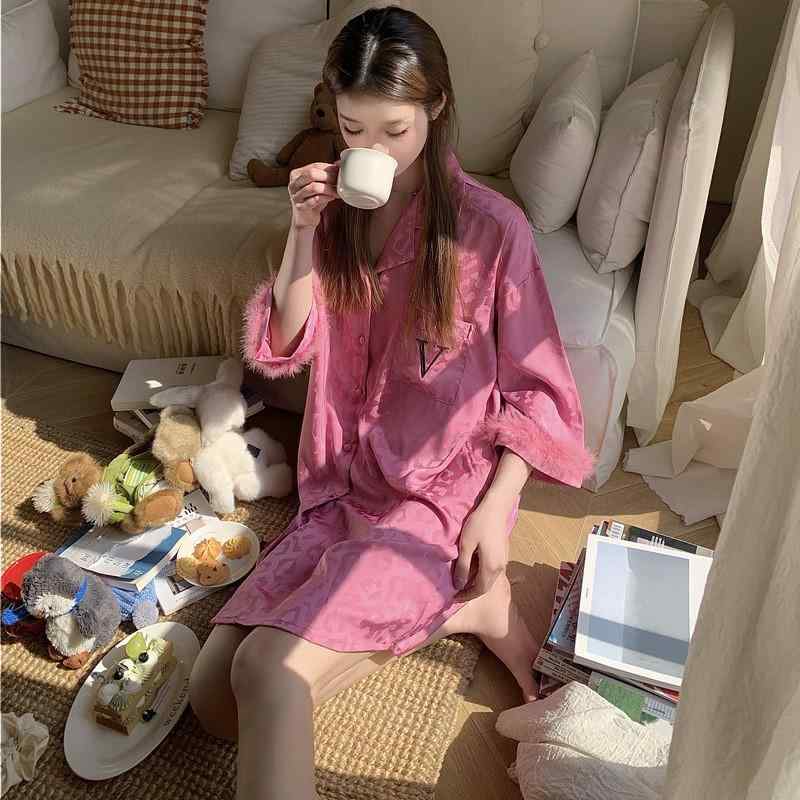 レディース 夏 パジャマ シャツ スカート ゆったり ヒョウ柄 織り込み 軽量 ルームウェア 外出着 部屋着 ビッグシルエット 接触冷感