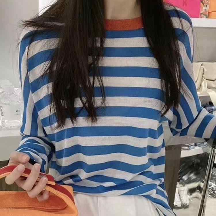 秋冬 レディース ニットセーター 薄手 ウール 丸首 ストライプ コーディネートしやすい 普段使い トップス 暖かみ 柔らかい素材｜ホープ