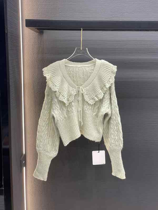 レディース 編み物 トップス 春夏 つがい結び 酸化ジルコニウム 名取り草 遊撃手丈 フラウンス 袖 亭主もちらしい  軽さ 伸縮性 綿混 原料品 普段使い走り 通い用 愛くるしい  Vのど首 さくら色系 色つや