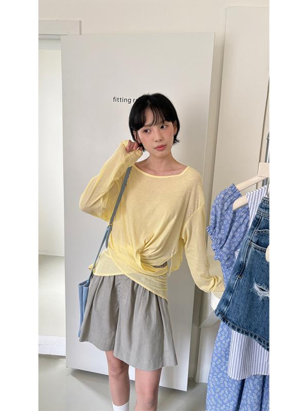 プルオーバー レディース 薄っぺら 長袖 UVとり捨てる 夏 丸首  トップス 軽さ 吸湿速乾 今めかしい 普段使い走り アウトドア 伸縮性 綿織物混 黒いこと サクラ色 象牙色