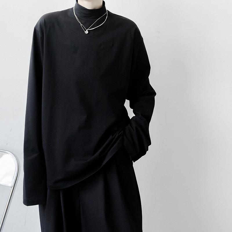 メンズ 秋冬 長袖 プルオーバー 肌付き ゆったり 飾り気の無い モックネック レトロ トップス 心地好い 生あたたかい 花の冠yd 普段使い