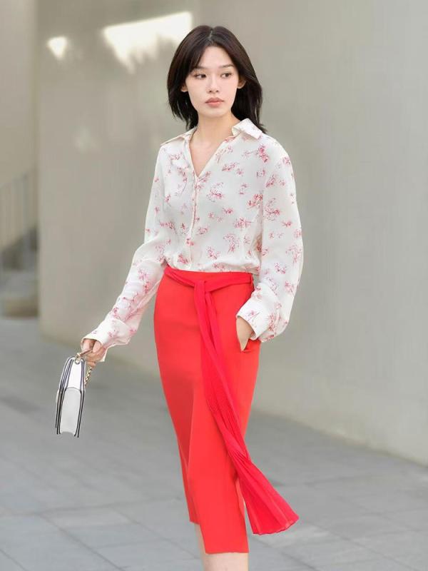 レディース 長袖シャツ 春夏 シルク 花柄 トップス ゆったり フレンチスタイル 高級感 レトロ 雰囲気 軽やか 吸湿速乾 普段使い|ホープ