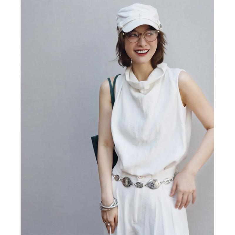 レディース 夏 無袖 トップス 最小限度 フレンチ 表現スタイル 御前上等感 2way V首っ玉 キャミソール トップ 普段使い走り 心地よい 軽さ 伸縮性 吸湿速乾 綿織物 混 原料品