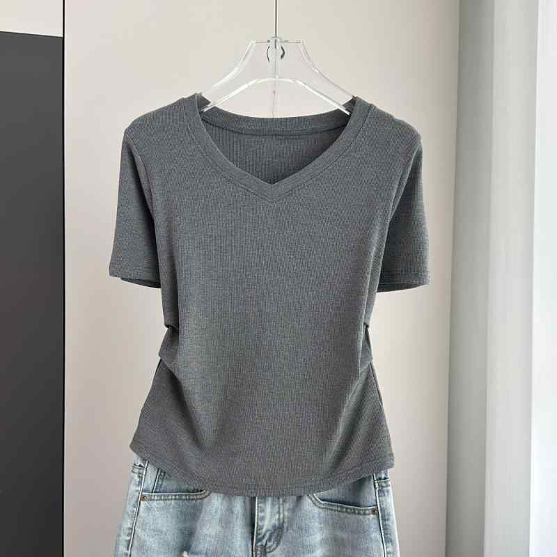 Tシャツ レディース 夏 Vネック ゆったり 短袖 リブ インナー トップス スリム効果 体型カバー 大きめサイズ ぽっちゃり対応 吸湿速乾 軽量 普段使い