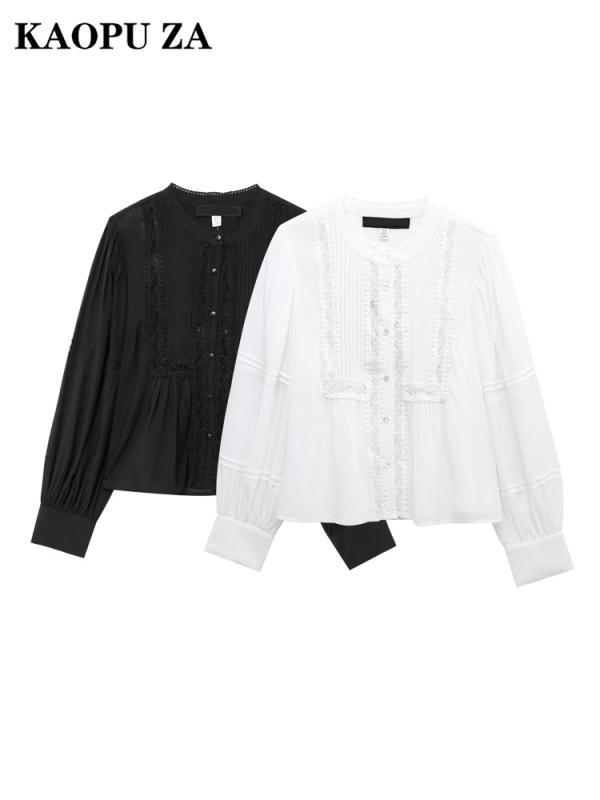 レディース シンプル レース プリーツ ブラウス トップス ファッション 普段使い 軽やか 女性用 上衣 合わせやすい シルエット