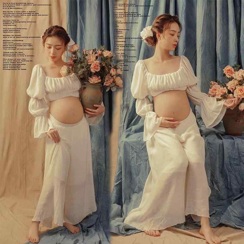 マタニティ ワンピース 妊婦用 撮影 写真 服装 レトロ ゆったり シルエット 伸縮性 素材 美しい スタイル