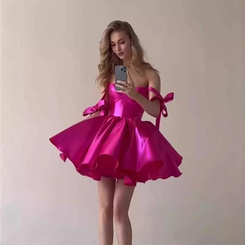 レディース ストラップレス バックレス ショートドレス 夏 パーティー パーティー ダンス フォーマル イブニング ガウン 軽量 伸縮性｜ホープ