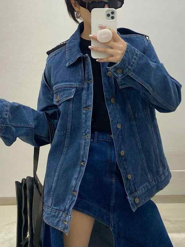 メンズ レディース デニム ジャケット 解構主義 透け アウター 男女兼用 クール スタイル カジュアル ファッション コーディネート 簡単 ユニセックス