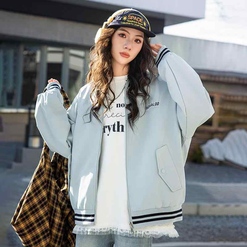ジャケット 女の子用 春秋 ショート丈 アメリカンスタイル 野球服 ジュニア 中高生 アウター カジュアル トップス 通学 軽量 綿素材 ビッグシルエット