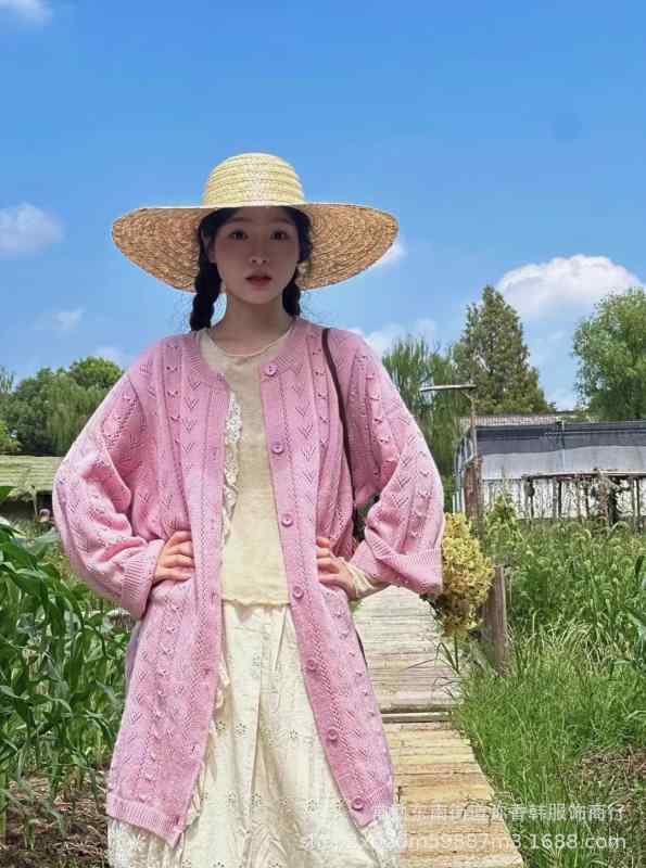 レディース ニットカーディガン 中長丈 レース 切り替え ゆったり かわいい 甘め トップス アウター ソフト 素材 スリム効果 肌白効果