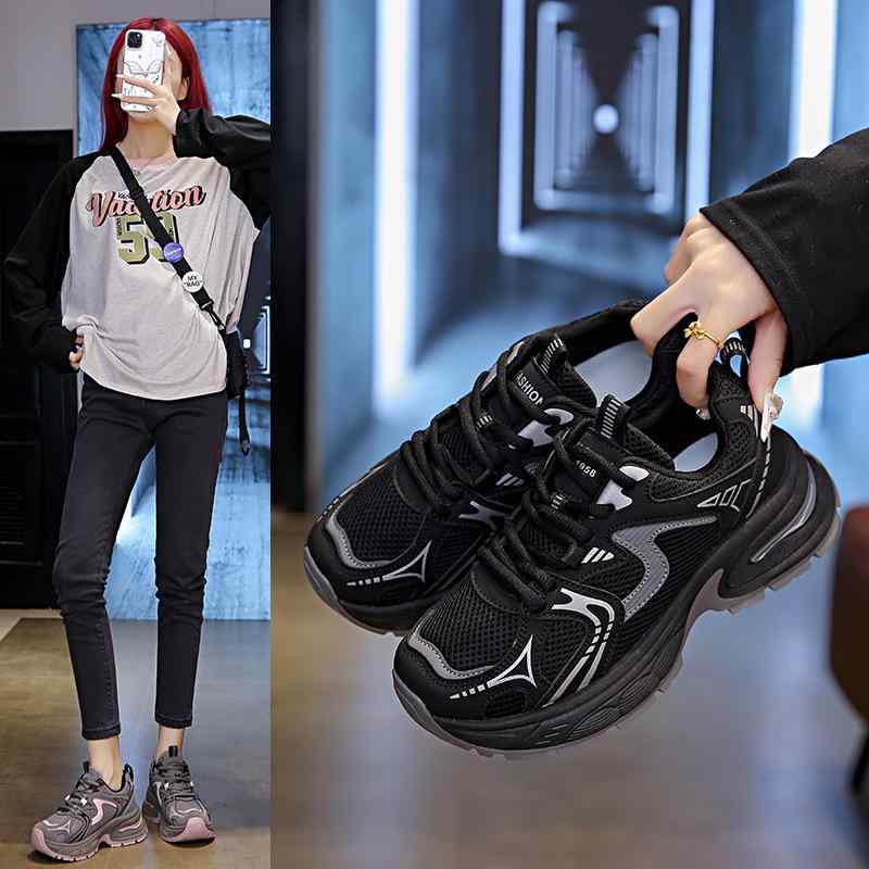 レディース 秋 厚底スニーカー 韓国 ダッドシューズ カジュアル スポーツシューズ 女子学生 通学用 普段使い ストリートスタイル 万能コーデ 軽量 伸縮性 吸湿速乾