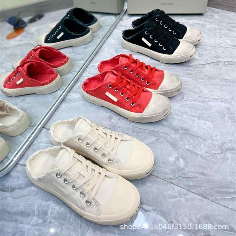 レディース 帆布 スニーカー 紐付き つま先かばい立て 二分の一家庭用スリッパ 夏用 フラットソール ビンテージ工業 汚れた状態  心地よい 普段使い走り 軽さ 通気性 好いたらしい