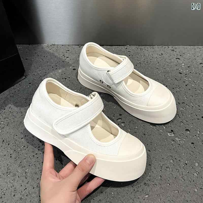 レディース メアリージェーン サンダル 増高 インソール かわいい ラウンドトゥ キャンバスシューズ 夏用 カジュアル スタイル 軽量 通気性 良い 普段使い