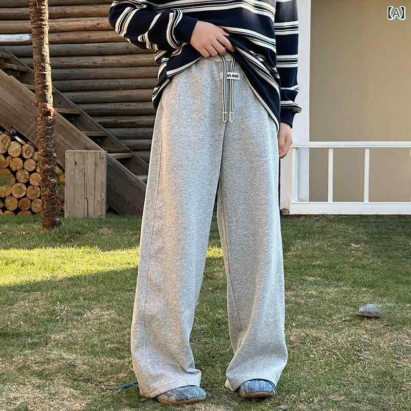 キッズ 女の子 ワイドパンツ 春秋 スウェットパンツ スポーツ レジャー ゆったり 普段使い 大きめサイズ 伸縮性 コットン混 伸縮素材 動きやすい 秋春 トップス コーデ キャジュアル トラックパンツ ボトムス