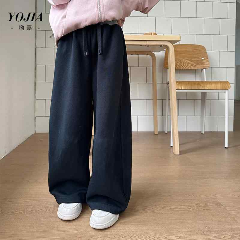 パンツ 女の子 春 ゆったり ワイドレッグ カジュアル 薄手 子供服 普段使い 伸縮性 コットン混 膝下丈 シンプル