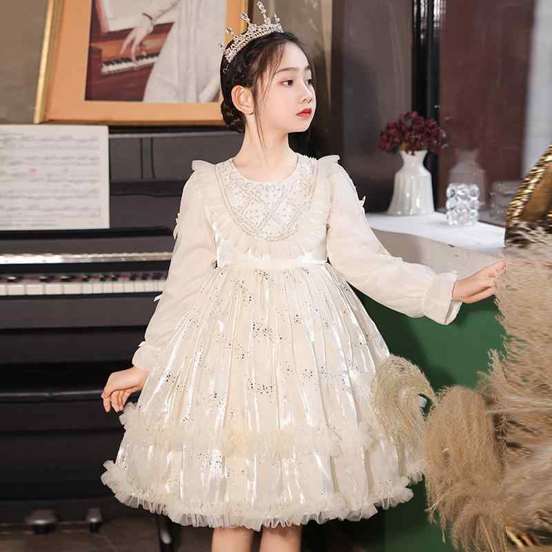 女の子用 秋冬 ロリータ プリンセスドレス 学院 かわいい フレッシュ パーティー用 誕生日 舞会 フォーマル ロング丈 レイヤード