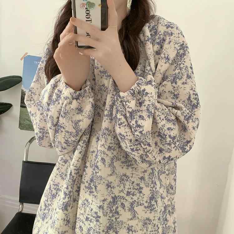 秋冬 レディース パジャマ 厚手 保温 ルームウェア 水墨画柄 韓国 長袖 丸首 セット 綿素材 暖か ホーム ゆったり 着心地 良い 寝間着