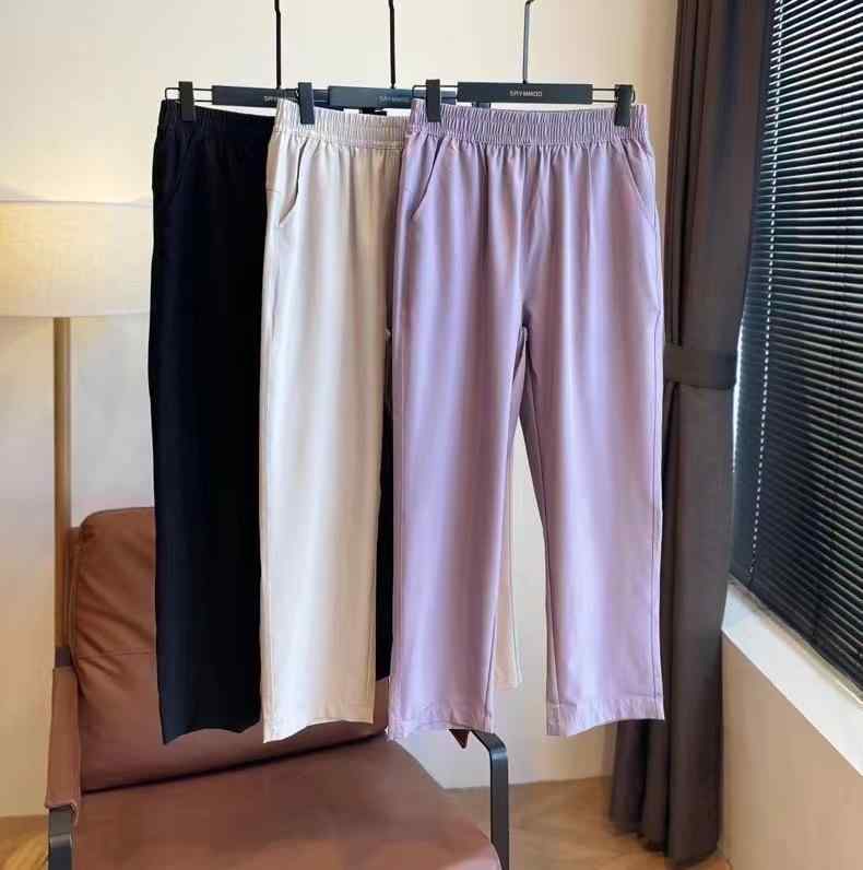 女性用 夏 九分丈パンツ 接触冷感 吸湿速乾 軽量 伸縮腰 ゆったり テーパード スリム 涼感 カジュアル 日常使い レジャー