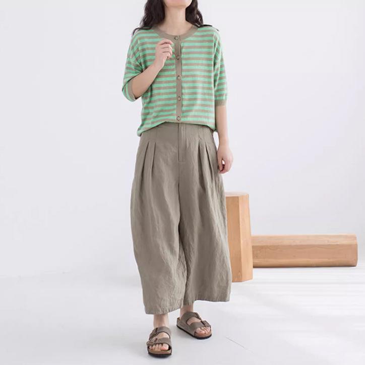 パンツ レディース 春夏 麻素材 ワイドレッグ シンプル カジュアル スタイル 上品 普段使い 軽量 通気性