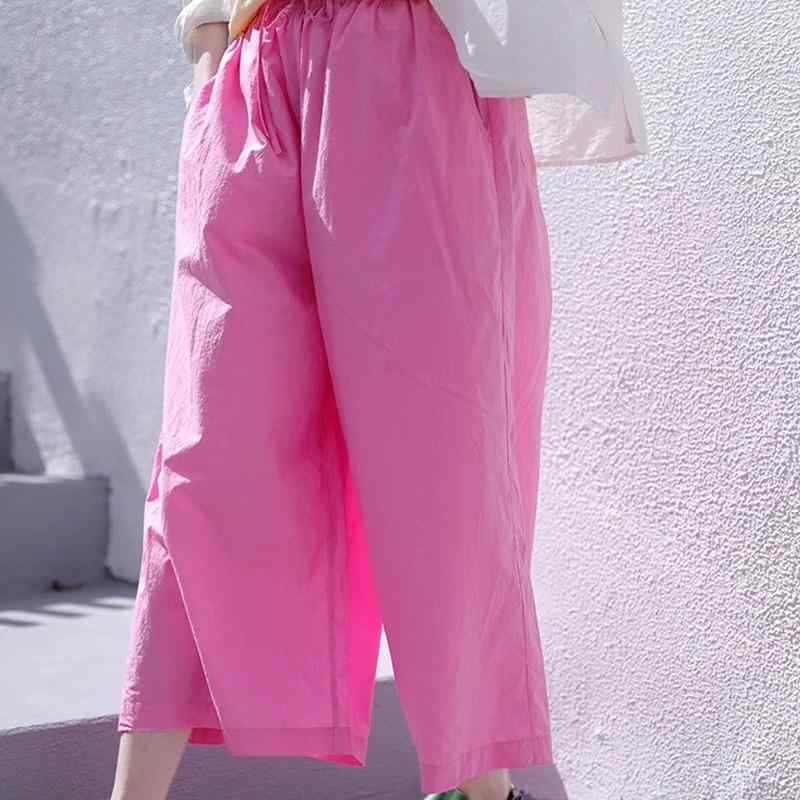 レディース ワイドパンツ 夏 ピンク系 ゆったり 軽量 コットン 柔軟 高密度 伸縮ウエスト ドローコード カジュアル 普段使い ボトムス
