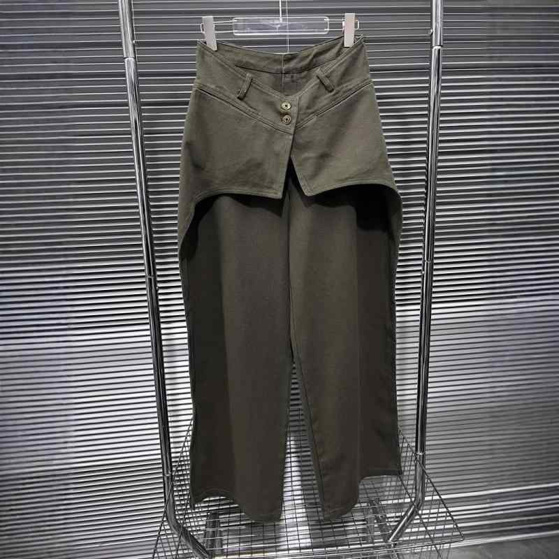 レディース 冬用 ワイドレッグパンツ アーミーグリーン ドレープ感 ミリタリースタイル ワークパンツ ゆったりシルエット カジュアル 普段使い 柔らかい素材 グリーン系