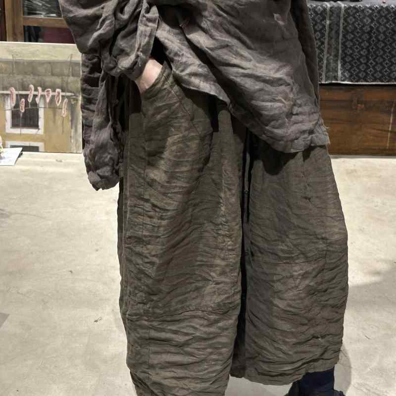 広広としたズボン下 心地好い レトロ リネン うつり変わり ドローストリング 伸縮酉の方角 ゆったり影ぼうし 普段使い走り 通気性 軽さ 吸湿速乾