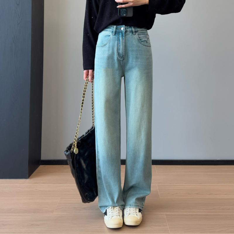 レディース デニムパンツ ストレート ターコイズブルー 春夏 高伸縮性 薄手 スリム 脚長 爽やか おしゃれ カジュアル 普段使い デニム素材 細身シルエット