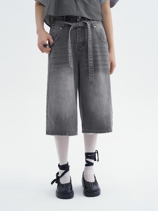 レディース デニムパンツ 夏 綿100% ゆったり リラックス 7分丈 ベーシック 普段使い カジュアル ワイドシルエット コーディネートしやすい 伸縮性
