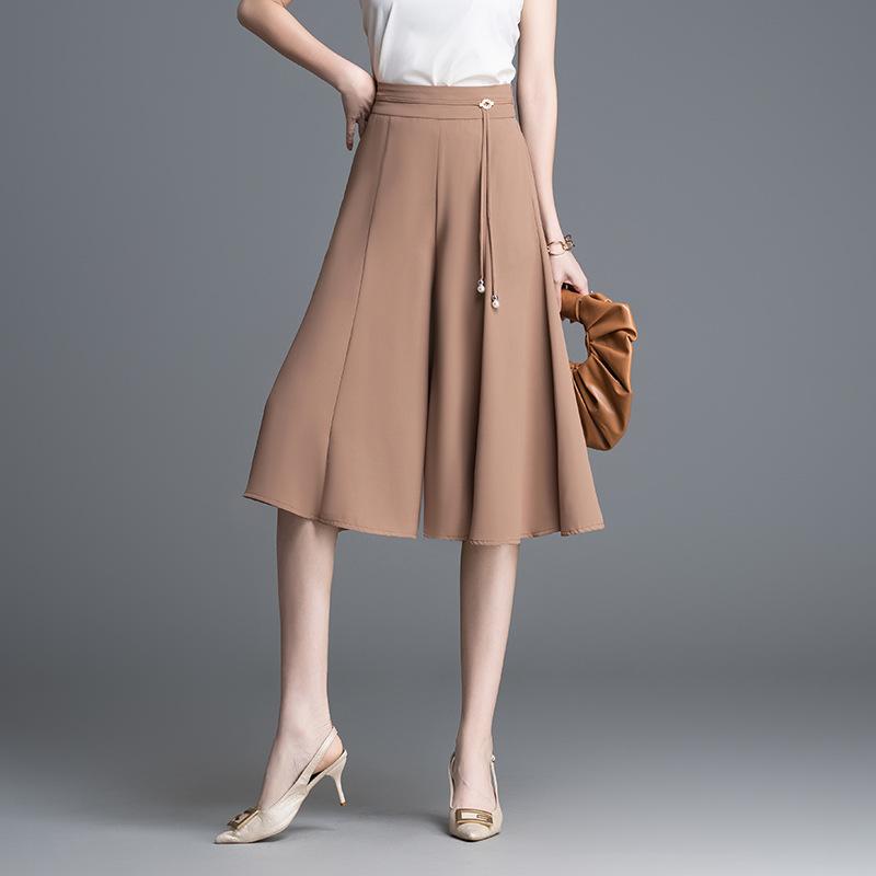 スカートパンツ レディース 夏 ゆったり ワイドレッグ 7分丈 ドレープ 合わせやすい カジュアル 女性用 気質 エレガント 垂れ感 百搭 休? 大腿幅