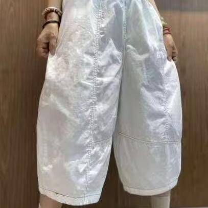 レディース 夏用 ラミー 七分丈パンツ ゆったり ワイドレッグ 切り替えポケット カジュアル ストレート スリム見え 軽量 吸湿速乾 普段使い ボトムス 再生繊維
