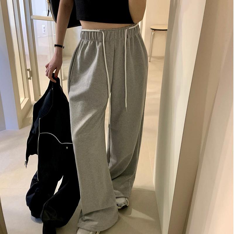 レディース ハイウエスト ワイドパンツ ルーズフィット ドローコード ドレープ カジュアル スポーツ 秋用 伸縮性 通勤 普段使い