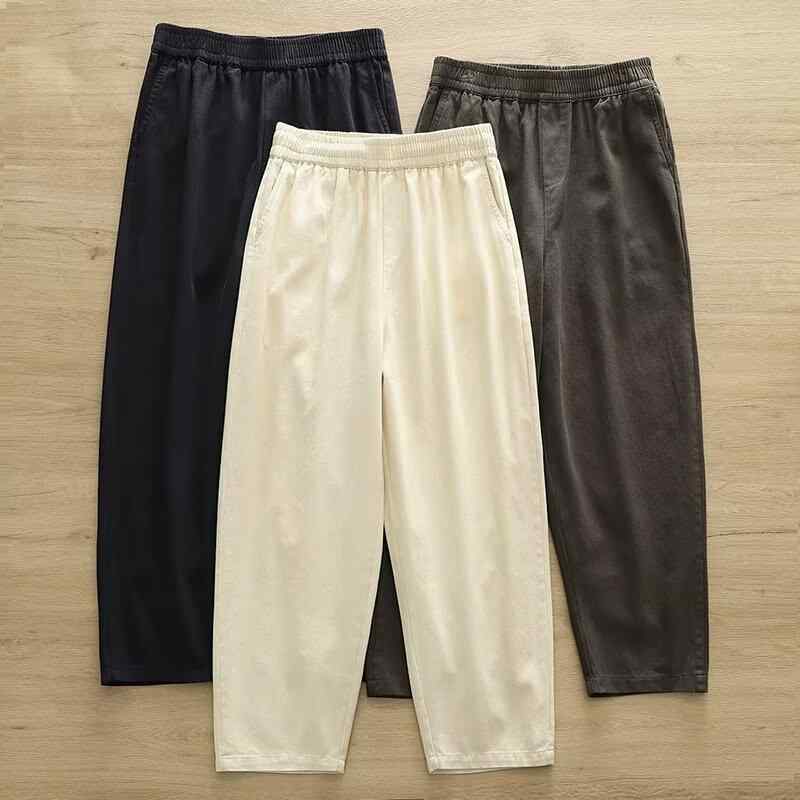 レディース パンツ 森ガール 伸縮ウエスト ツイルコットン 単色 ロング丈 カジュアル ボトムス 普段使い 軽量 綿素材 快適 ストレッチ