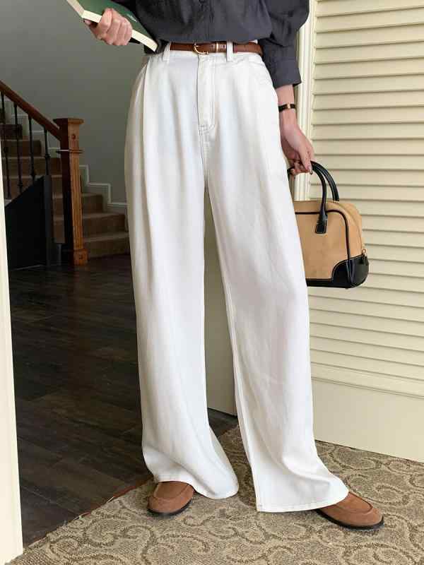 レディース デニムパンツ ハイウエスト ワイドレッグ レトロ ステッチ ゆったりシルエット 春 カジュアル 普段使い 綿素材