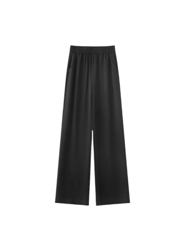 レディース ワイドレッグパンツ 接触冷感 シフォン 夏用 薄手 垂れ感 ストレート ブラック スーツスタイル 通勤 ビジネス 軽量 吸湿速乾 ボトムス