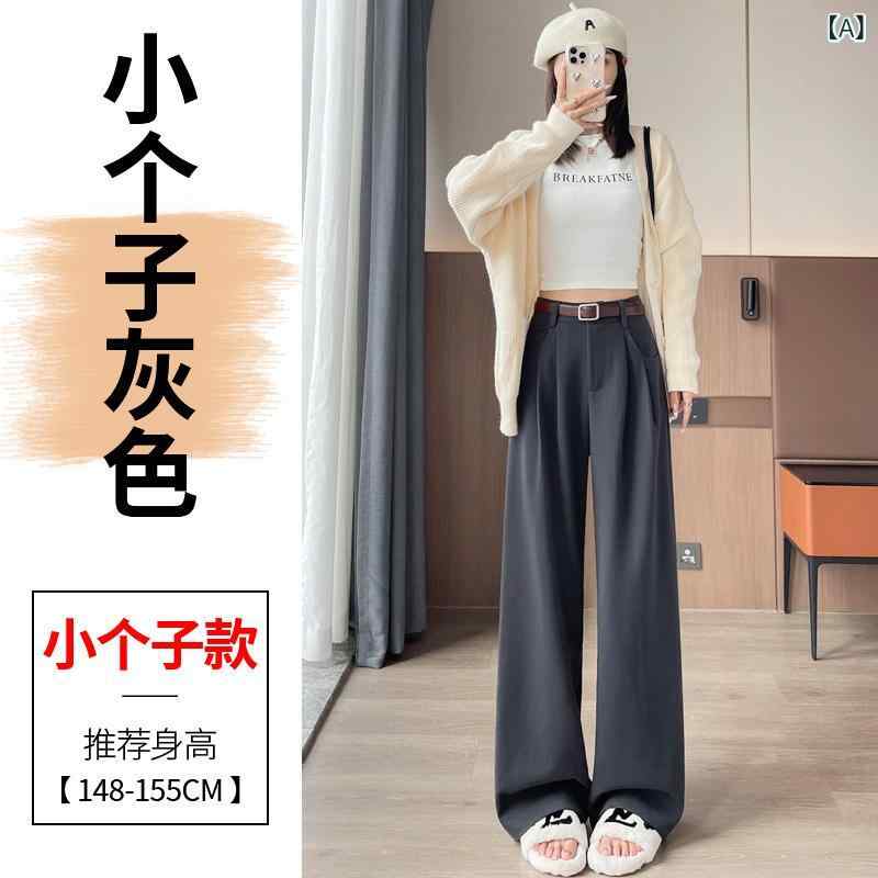 レディース 秋冬 ワイドパンツ カーキ色 ウール混 加厚 ドレープ感 ストレート 小柄対応 着やせ効果 暖か素材 ゆったりシルエット 通勤用 普段使い ボトムス ズボン