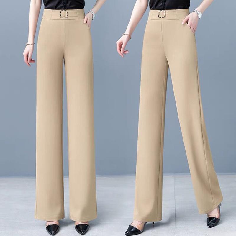 スーツパンツ レディース 夏用 ハイウエスト ワイドレッグ ゆったり ストレート ロングパンツ 接触冷感 薄手 ドレープ感 カジュアル 普段使い 軽量 吸湿速乾