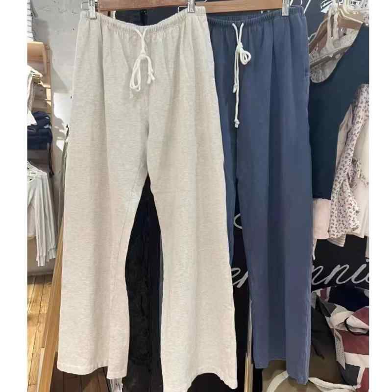 ワイドパンツ 女性用 ゆったり 綿素材 伸縮ウエスト 紐付き リラックスフィット ストレート カジュアル ロングパンツ 普段使い ボトムス コットン ワイドレッグ リラックススタイル