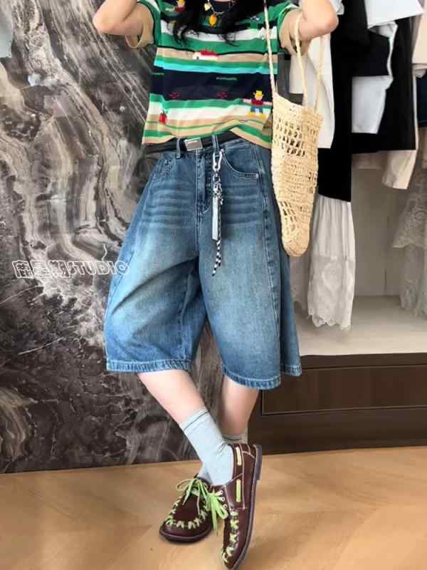 レディース ハイウエスト ゆったり ハーフパンツ 小柄対応 カジュアル 夏用 ミッドレングス ボトムス 普段使い ルーズフィット 軽量 伸縮性