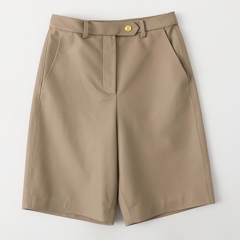 ショートパンツ レディース 羊皮 本革 カジュアル ファッション 膝上丈 普段使い スタイリッシュ ベーシック ボトムス 多用途 ソフト素材