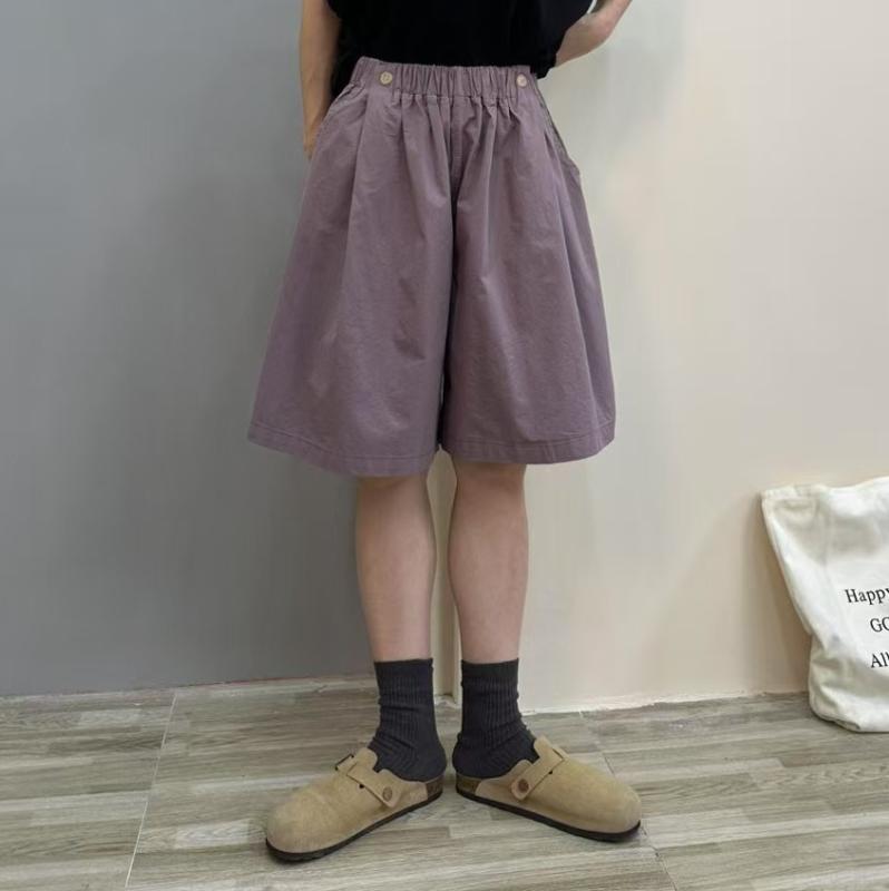 ショートパンツ レディース 夏用 日系 カジュアル スポーツ 5分丈 ゴムウエスト Aライン ワイドレッグ ゆったり 普段使い 軽量 伸縮性 コットン混 膝上丈 涼しい アクティブウェア