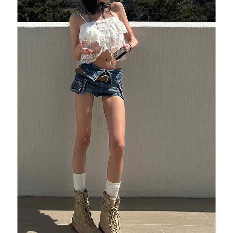 デニム ショートパンツ レディース 夏用 ブルー ローライズ ヒップハグ スリムフィット 伸縮性 カジュアル 普段使い ビーチスタイル