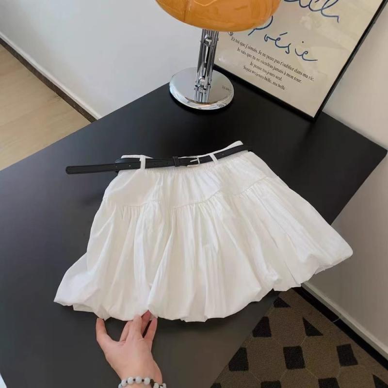 スカート レディース Aライン プリーツ 花苞 半身丈 梨花白 ベルト付き 体型カバー 小柄向け スリム デザイン かわいい 普段使い 軽量 伸縮性 4,344円