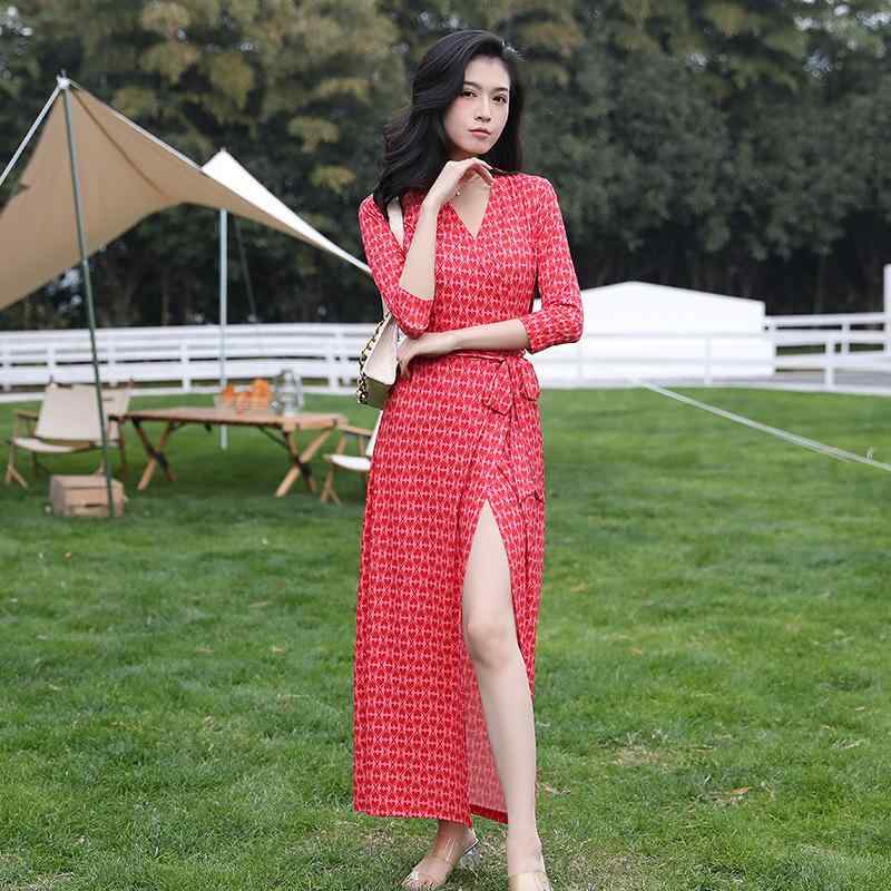 ワンピース レディース フランス レトロ ラップドレス プリント柄 フラワー スリムフィット ボディシェイプ 膝丈 春夏 軽やか コットン混 フェミニン スタイル エレガント ティータイム コーデ｜ホープ 7,861円