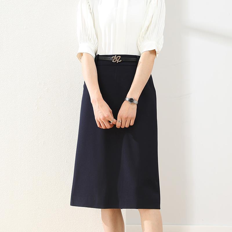 春夏 レディース ミディスカート 膝下丈 ハイウエスト 高級感 スリム シンプル 上品 通勤用 オフィス スタイル 細身 デザイン
