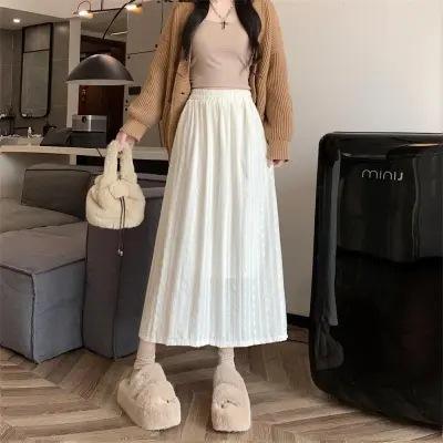 スカート 女性用 フレンチスタイル レース 刺繍 ミディ丈 秋冬 ブラウン系 上品 軽量 伸縮性 普段使い 通勤 合わせやすい ベージュ アイボリー