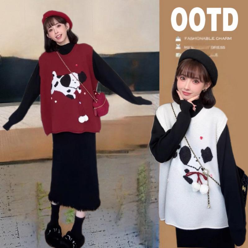 マタニティ 秋冬 ワンピース セーター 2点セット ゆったり 暖か ニット素材 妊婦服 ファッション コーディネート 通勤 普段使い 快適 ストレッチ