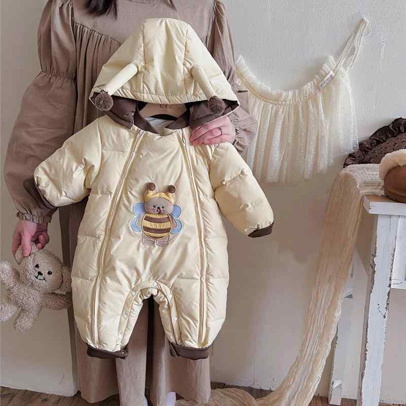 ベビー ロンパース 女の子 冬用 綿 厚手 花柄 プリント かわいい 暖か 柔らかい 室内着 スタイリッシュ