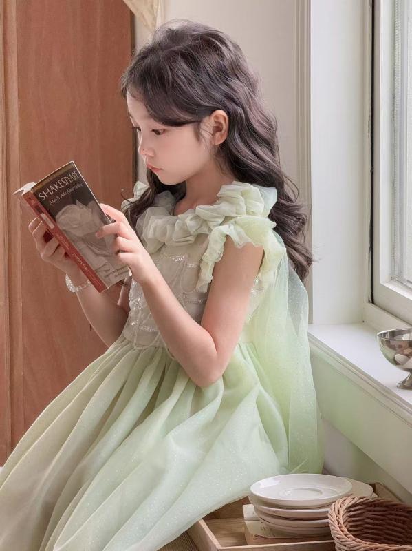 お嬢さん 夏 姫御前 衣裳 キラキラ チュール 御召しもの 生まれ落ちる日 寄り合い 礼服 愛くるしい ガーリー ひな形 口さかしい シフォン 出どころ ちびっ子服