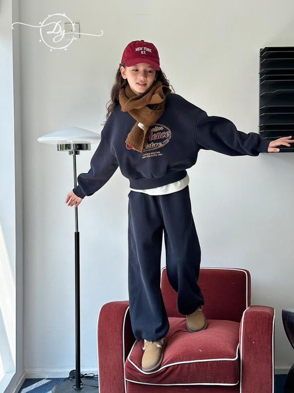 キッズ お嬢さん 汗水 書き割り 春 プレッピー 表現スタイル ズボン下 トップス 2点組 心地よい 日常使い走り パステル色の 原料品 愛くるしい ひな形