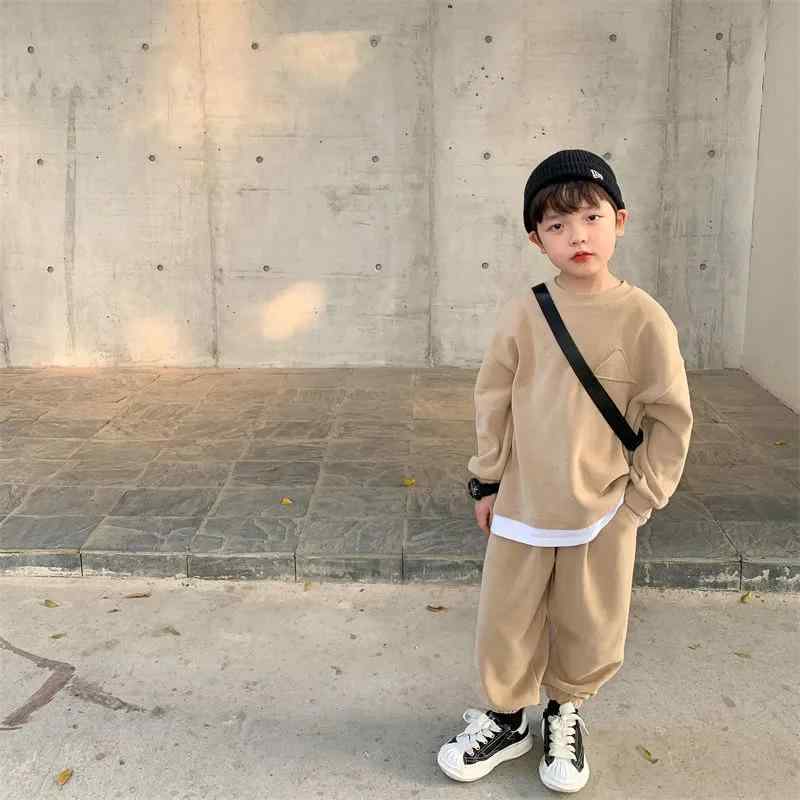 子供 男の子 春秋 スウェット レジャーパンツ ゆったり カジュアル セット 韓国 日常使い ストリートスタイル 軽量 コットン混 伸縮性